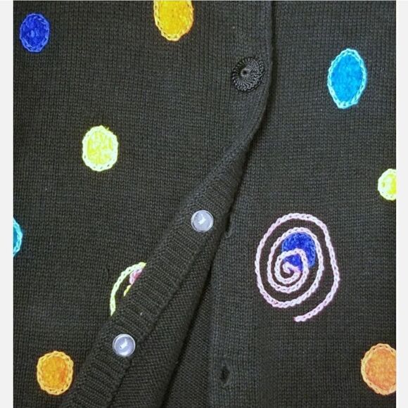 Victoria Harbour Black Vintage 90S Knit Cardigan Sweater Sz Large - Picture 10 of 10